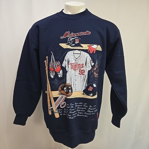 VTG Minnesota Twins Locker Room Sweatshirt Adult Size Large Nutmeg Mills 1992 - Picture 1 of 12